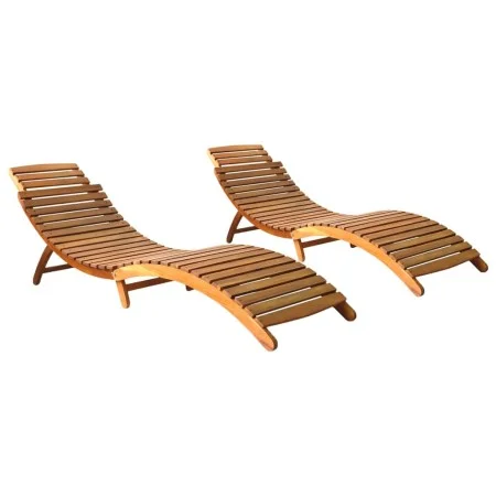 Tumbonas 2 uds madera maciza de acacia de vidaXL, Tumbonas - Ref: Foro24-3077360, Precio: 278,09 €, Descuento: %