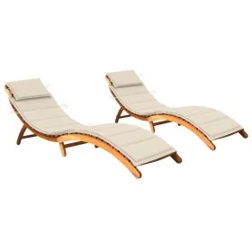 Sun loungers 2 units with solid acacia wood cushions by vidaXL, Loungers - Ref: Foro24-3077363, Price: 354,30 €, Discount: %