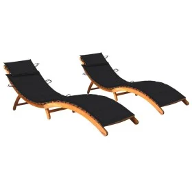 Tumbonas 2 unidades con cojines madera maciza de acacia de vidaXL, Tumbonas - Ref: Foro24-3077368, Precio: 348,13 €, Descuent...