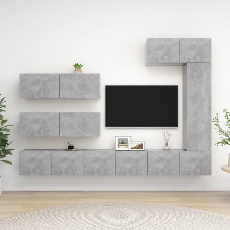 Set muebles de salón TV 7 pzas madera ingeniería gris hormigón en Muebles TV | Comprar online en Foru.es
