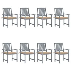 Garden chairs with cushions 8 pcs solid gray acacia wood by vidaXL, Garden chairs - Ref: Foro24-3078225, Price: 556,87 €, Dis...