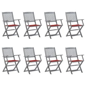 Klappbare Gartenstühle 8-teilig und Kissen aus massivem Akazienholz von vidaXL, Gartenstühle - Ref: Foro24-3078268, Preis: 37...