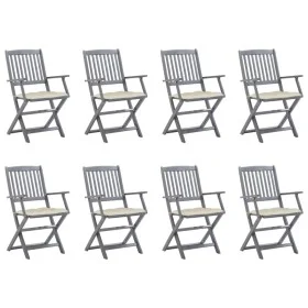 8 Stück klappbare Gartenstühle und Kissen aus massivem Akazienholz von vidaXL, Gartenstühle - Ref: Foro24-3078279, Preis: 365...