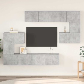 Set muebles de salón TV 8 pzas madera ingeniería gris hormigón en Muebles TV | Comprar online en Foru.es