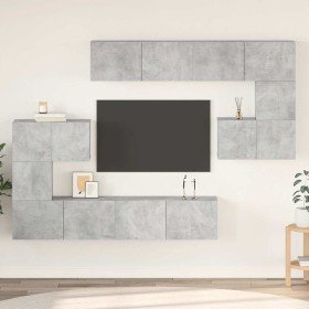 Set muebles de salón TV 8 pzas madera ingeniería gris hormigón en Muebles TV | Comprar online en Foru.es