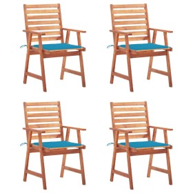 Sillas comedor de jardín y cojines 4 uds madera maciza acacia de vidaXL, Sillas de jardín - Ref: Foro24-3078324, Precio: 301,...