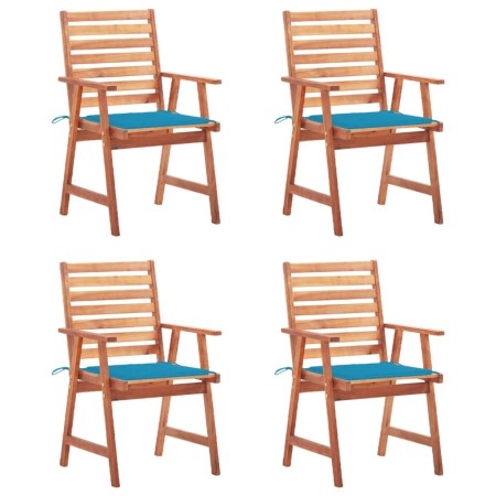 Sillas comedor de jardín y cojines 4 uds madera maciza acacia de vidaXL, Sillas de jardín - Ref: Foro24-3078324, Precio: 301,...