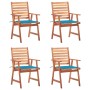 Sillas comedor de jardín y cojines 4 uds madera maciza acacia de vidaXL, Sillas de jardín - Ref: Foro24-3078324, Precio: 301,...