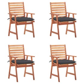 Sillas comedor de jardín y cojines 4 uds madera maciza acacia de vidaXL, Sillas de jardín - Ref: Foro24-3078335, Precio: 312,...