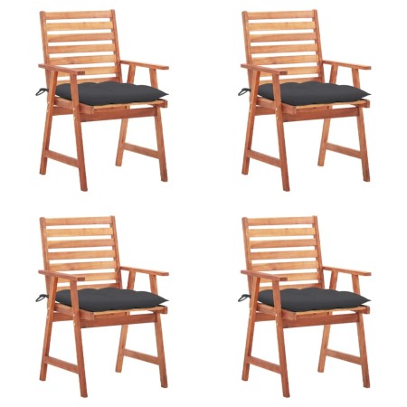 Sillas comedor de jardín y cojines 4 uds madera maciza acacia de vidaXL, Sillas de jardín - Ref: Foro24-3078335, Precio: 312,...