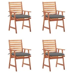 Sillas comedor de jardín y cojines 4 uds madera maciza acacia de vidaXL, Sillas de jardín - Ref: Foro24-3078336, Precio: 306,...