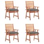 Sillas comedor de jardín y cojines 4 uds madera maciza acacia de vidaXL, Sillas de jardín - Ref: Foro24-3078336, Precio: 312,...