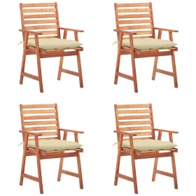 Sillas comedor de jardín y cojines 4 uds madera maciza acacia de vidaXL, Sillas de jardín - Ref: Foro24-3078337, Precio: 314,...