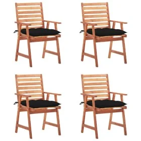 Sillas comedor de jardín y cojines 4 uds madera maciza acacia de vidaXL, Sillas de jardín - Ref: Foro24-3078342, Precio: 306,...