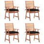 Sillas comedor de jardín y cojines 4 uds madera maciza acacia de vidaXL, Sillas de jardín - Ref: Foro24-3078342, Precio: 312,...