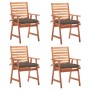 Sillas comedor de jardín y cojines 4 uds madera maciza acacia de vidaXL, Sillas de jardín - Ref: Foro24-3078343, Precio: 312,...