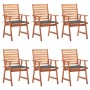 Sillas comedor de jardín y cojines 6 uds madera maciza acacia de vidaXL, Sillas de jardín - Ref: Foro24-3078347, Precio: 435,...