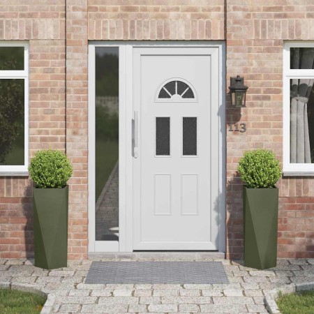 Jardinera 2 pcs Verde Oliva 30 x 30 x 75 cm Acero en Macetas y jardineras | Comprar online en Foru.es