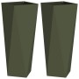 Jardinera 2 pcs Verde Oliva 30 x 30 x 75 cm Acero en Macetas y jardineras | Comprar online en Foru.es