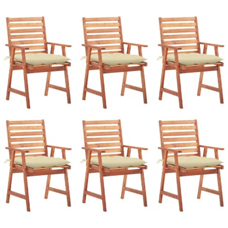 Sillas comedor de jardín y cojines 6 uds madera maciza acacia de vidaXL, Sillas de jardín - Ref: Foro24-3078364, Precio: 425,...