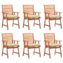 Sillas comedor de jardín y cojines 6 uds madera maciza acacia de vidaXL, Sillas de jardín - Ref: Foro24-3078364, Precio: 425,...
