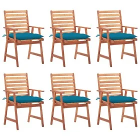 Sillas comedor de jardín y cojines 6 uds madera maciza acacia de vidaXL, Sillas de jardín - Ref: Foro24-3078366, Precio: 404,...
