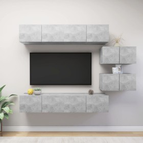 Set muebles de salón TV 6 pzas madera ingeniería gris hormigón en Muebles TV | Comprar online en Foru.es