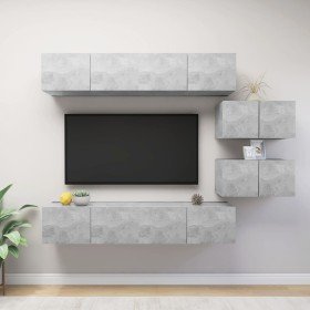 Set muebles de salón TV 6 pzas madera ingeniería gris hormigón en Muebles TV | Comprar online en Foru.es