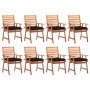 Sillas comedor de jardín y cojines 8 uds madera maciza acacia de vidaXL, Sillas de jardín - Ref: Foro24-3078396, Precio: 594,...