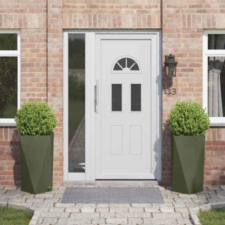 Jardinera 2 pcs Verde Oliva 40 x 40 x 75 cm Acero en Macetas y jardineras | Comprar online en Foru.es