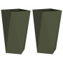 Jardinera 2 pcs Verde Oliva 40 x 40 x 75 cm Acero en Macetas y jardineras | Comprar online en Foru.es