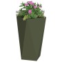 Jardinera 2 pcs Verde Oliva 40 x 40 x 75 cm Acero en Macetas y jardineras | Comprar online en Foru.es