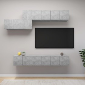 Set muebles de salón TV 7 pzas madera ingeniería gris hormigón en Muebles TV | Comprar online en Foru.es