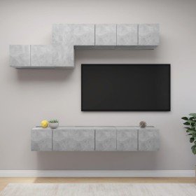 Set muebles de salón TV 7 pzas madera ingeniería gris hormigón en Muebles TV | Comprar online en Foru.es