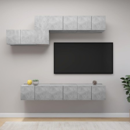 Set muebles de salón TV 7 pzas madera ingeniería gris hormigón en Muebles TV | Comprar online en Foru.es