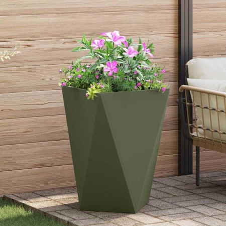 Jardinera Verde Oliva 50 x 50 x 75 cm Acero en Macetas y jardineras | Comprar online en Foru.es