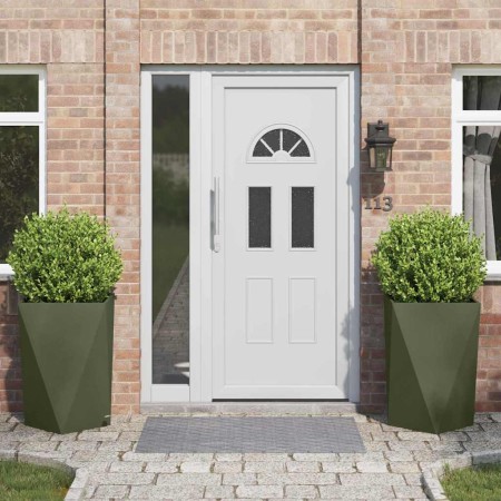 Jardinera 2 pcs Verde Oliva 50 x 50 x 75 cm Acero en Macetas y jardineras | Comprar online en Foru.es