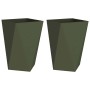 Jardinera 2 pcs Verde Oliva 50 x 50 x 75 cm Acero en Macetas y jardineras | Comprar online en Foru.es