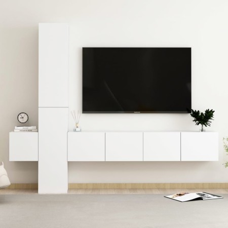 Set de muebles de salón TV 5 piezas madera de ingeniería blanco de vidaXL, Muebles TV - Ref: Foro24-3078655, Precio: 213,01 €...