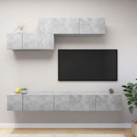 Set muebles de salón TV 6 pzas madera ingeniería gris hormigón en Muebles TV | Comprar online en Foru.es
