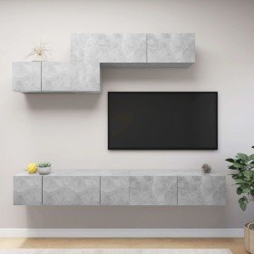 Set muebles de salón TV 6 pzas madera ingeniería gris hormigón en Muebles TV | Comprar online en Foru.es