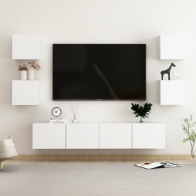 Set de muebles de salón TV 6 piezas madera de ingeniería blanco de vidaXL, Muebles TV - Ref: Foro24-3078662, Precio: 177,54 €...