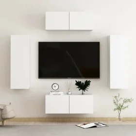Muebles de salón 4 piezas madera de ingeniería blanco de vidaXL, Muebles TV - Ref: Foro24-3078666, Precio: 188,80 €, Descuent...