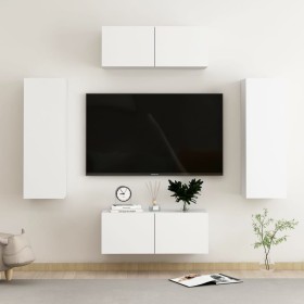Muebles de salón 4 piezas madera de ingeniería blanco de vidaXL, Muebles TV - Ref: Foro24-3078666, Precio: 190,36 €, Descuent...