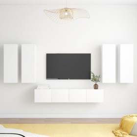 Juego de mueble para TV de 6 piezas aglomerado blanco de vidaXL, Muebles TV - Ref: Foro24-3078680, Precio: 284,51 €, Descuent...