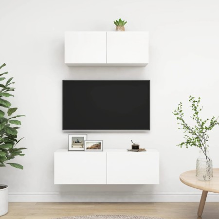Set de muebles de salón TV 2 piezas madera de ingeniería blanco de vidaXL, Muebles TV - Ref: Foro24-3078702, Precio: 102,05 €...