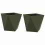 Jardinera 2 pcs Verde Oliva 30 x 30 x 30 cm Acero en Macetas y jardineras | Comprar online en Foru.es