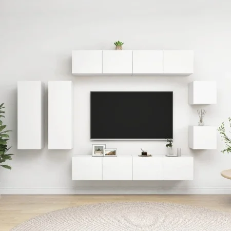 Set de mueble para TV de 8 piezas madera de ingeniería blanco de vidaXL, Muebles TV - Ref: Foro24-3078705, Precio: 320,99 €, ...