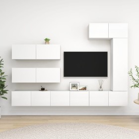 Set de muebles de salón TV 7 piezas madera de ingeniería blanco de vidaXL, Muebles TV - Ref: Foro24-3078717, Precio: 395,28 €...