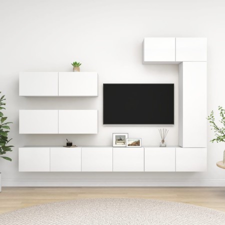 Set de muebles de salón TV 7 piezas madera de ingeniería blanco de vidaXL, Muebles TV - Ref: Foro24-3078717, Precio: 395,28 €...